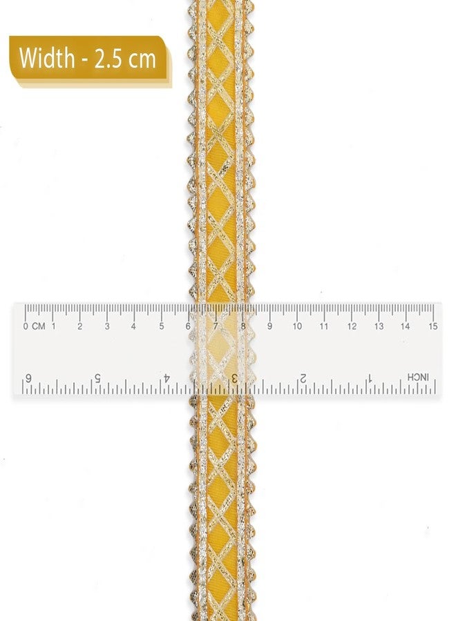 EmbroideryMaterial Laces and Borders Material Golden Gota Patti Lace for Saree Border, Dresses, Dupatta, Blouse, Kurta, Embroidery & Sewing (Yellow & Gold, 8 Meters, 2.5 CM Wide) - Image 2